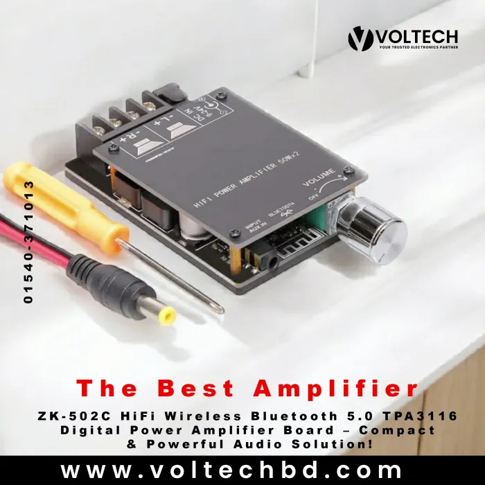Wuzhi Audio ZK-502C + App HiFi Wireless Bluetooth 5.0 TPA3116 Digital Power Amplifier Board – Compact & Powerful Audio Solution!